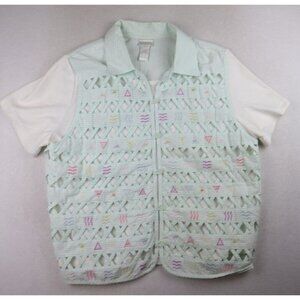 KORET FRANCISCA - WOMEN'S GREEN SEERSUCKER VEST T-SHIRT TOP - SIZE 16W
